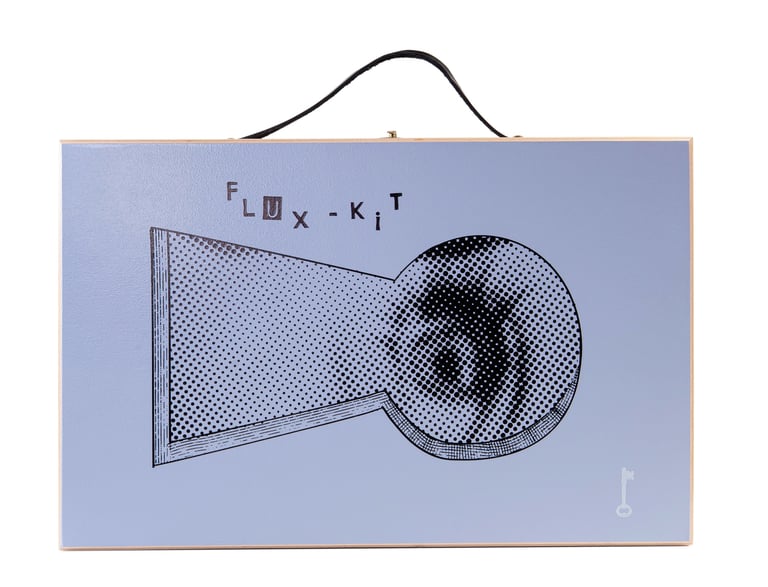 Blue FluxKit suitcase.
