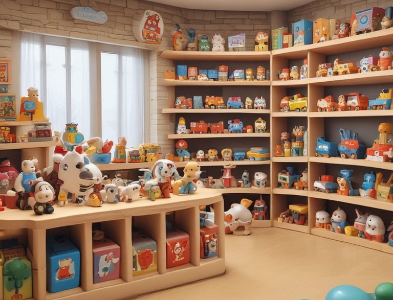 A collection of Shiba Inu figurines, with detailed features like smiling faces and decorative bandanas. The central figure has a blue bandana with an egg design, while others have different colored bandanas. The overall atmosphere is playful and whimsical.