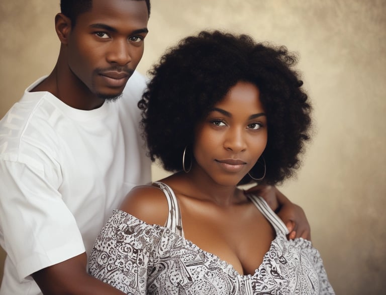 A pregnant woman gently cradles her belly with one hand while wearing black lace lingerie and a matching robe. The focus is on her midsection, and her face is partially visible, conveying a serene and introspective mood.
