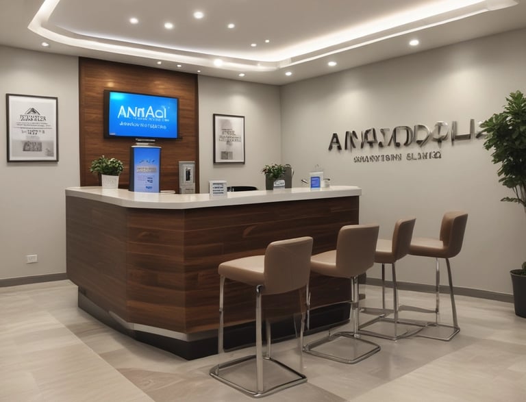 Photo of the welcoming Anadol Hair Transplant clinic reception in Istanbul.