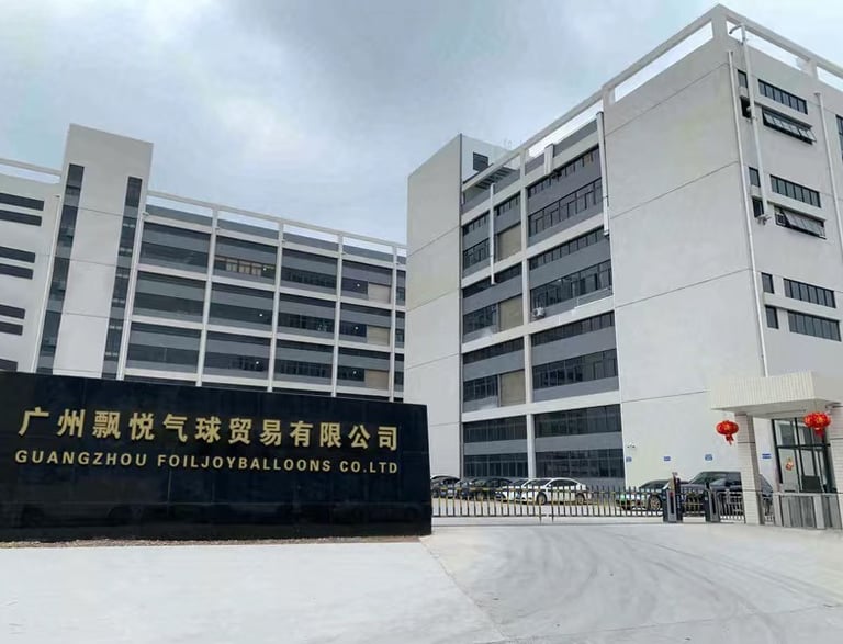 The exterior building of Guangzhou Foiljoy Balloons Co. Ltd factory and corporate headquarters.
