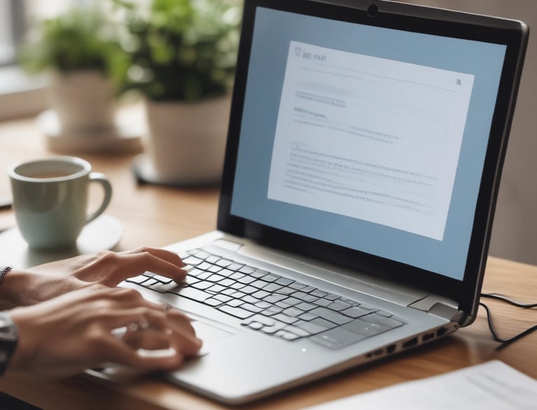 A warm, inviting workspace with a notebook, pen, and coffee cup ready for creative ideas.