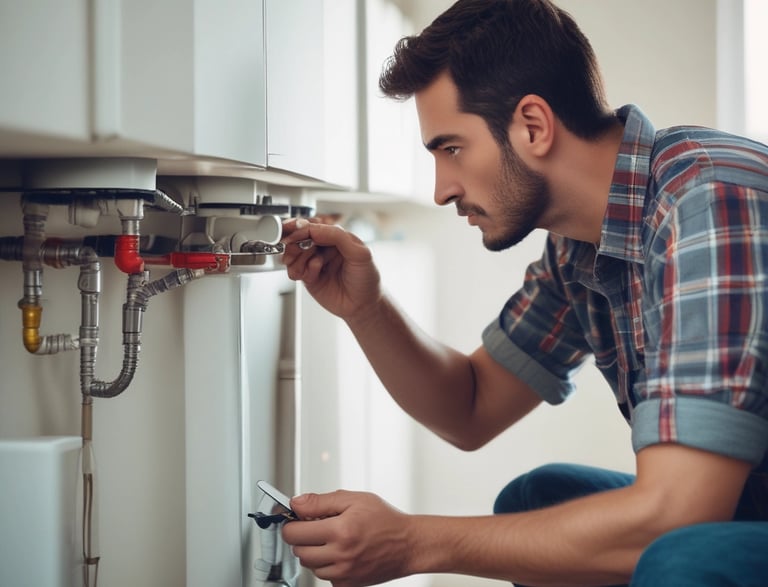 Plumbing pipe with valve mounted on tile wall, representing plumbing services in Snow Camp, NC