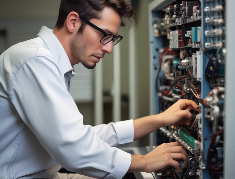 A friendly tech support specialist wearing a headset, smiling and ready to assist.