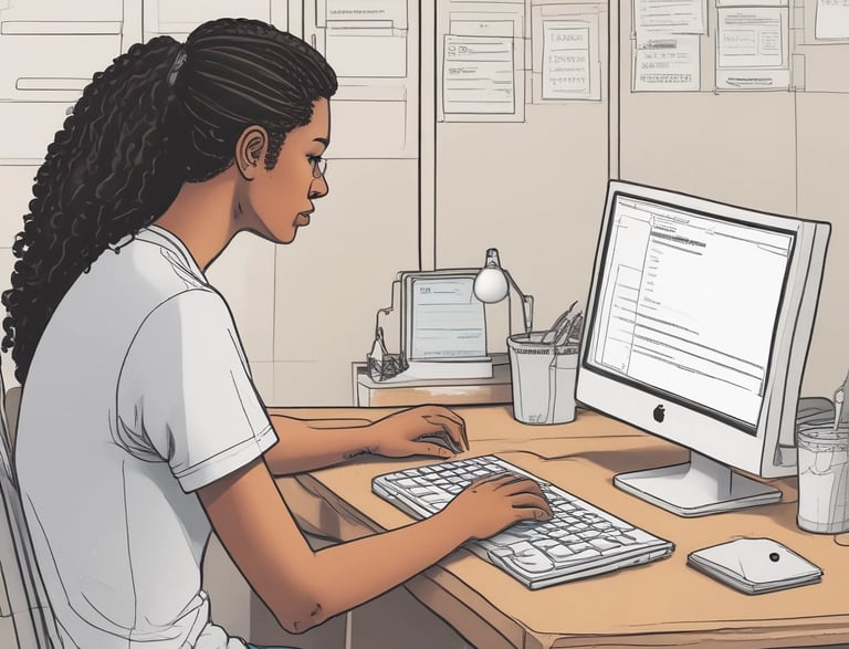 A friendly professional sending their LinkedIn profile via laptop in a cozy workspace