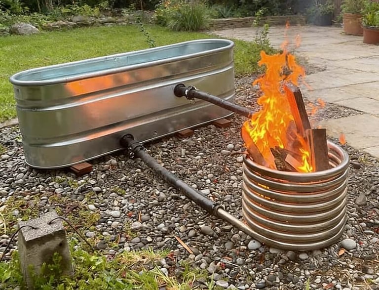 Wood fire hot tub