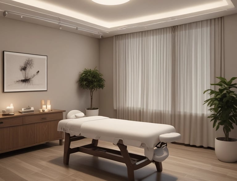 A soothing massage therapist preparing a calming treatment in a cozy home setting