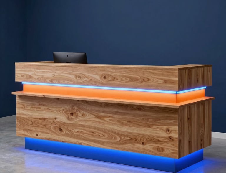 A friendly team member at a desk ready to assist with signage inquiries.