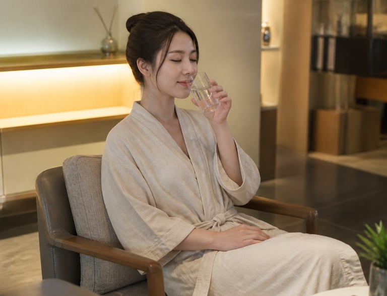 一位客人喝水
