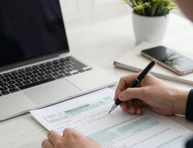 A friendly consultant at a desk, ready to assist with tax questions.