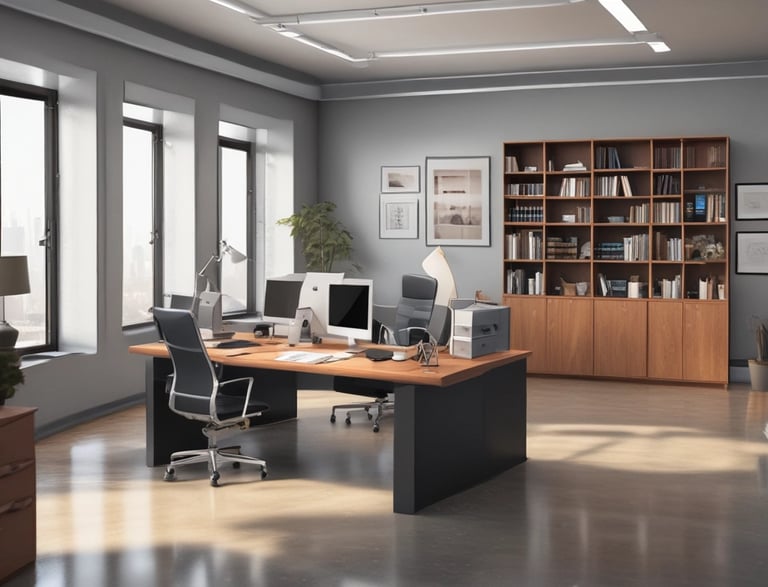 A friendly customer service representative holding a paintbrush in a bright, welcoming studio.