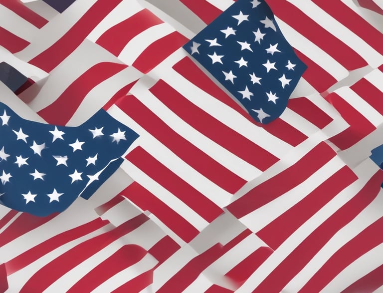 A warm office scene with a friendly consultant speaking on the phone, surrounded by American flag colors.