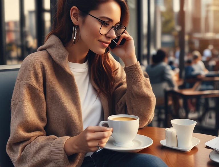 A serene office desk with a laptop and a coffee cup.