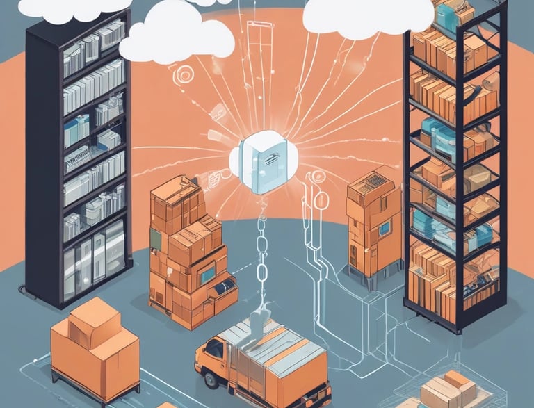 A tall metal communication tower reaching into the sky, equipped with several large satellite dishes. The structure stands against a backdrop of scattered, fluffy clouds in a predominantly dark sky.