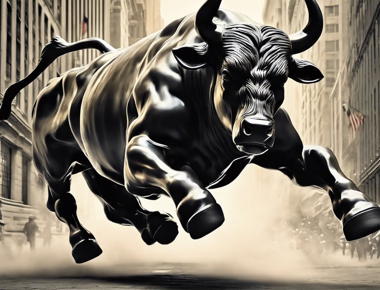 Bull running on wall street stocks