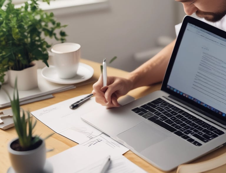 A friendly customer service representative assisting a client over the phone with a backdrop of sleek rental cars.