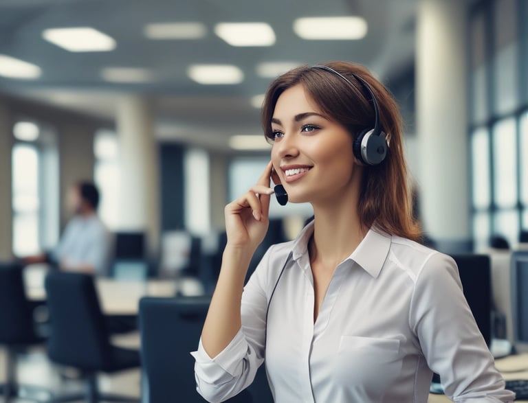 A confident business owner at a desk, ready to assist clients.