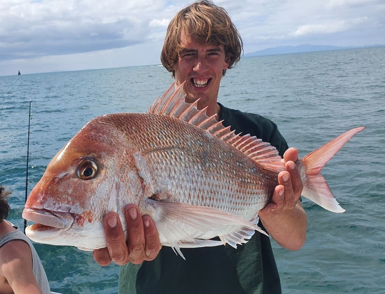 My biggest ever snapper caught Auckland Fishing Charters Riko Boat Charters
