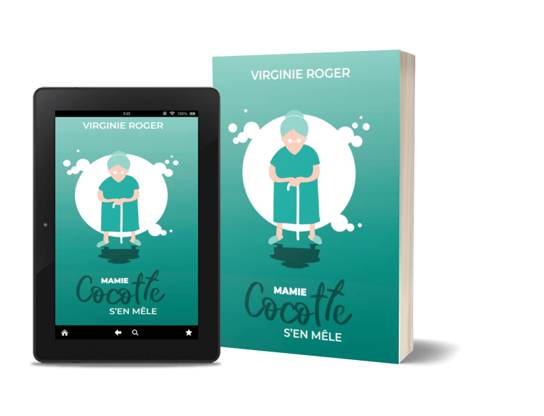 Mockup Mamie Cocotte s'en mêle, de Virginie Roger, roman contemporain.?