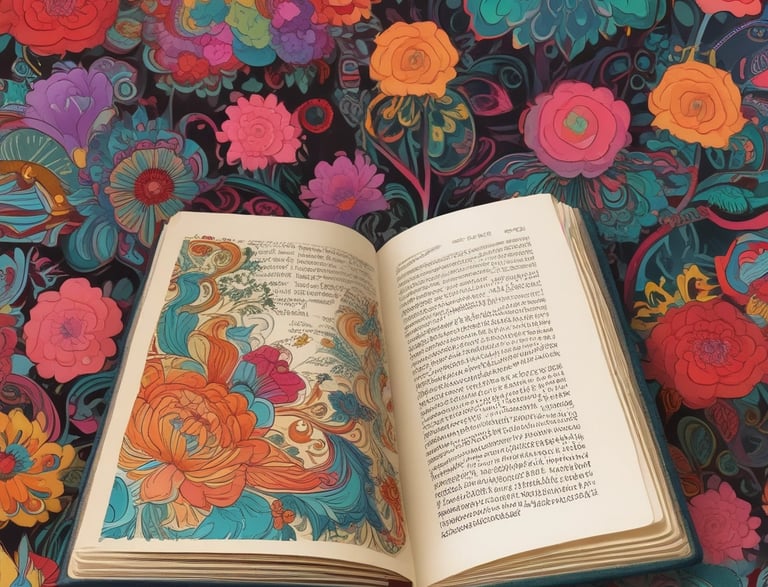 A person wearing a blue sweater and glasses is sitting on a beige sofa, gently resting their hand on their shoulder. The setting includes a dark green wall with a photograph of a street scene featuring two wooden doors and cobblestones. There are lush green plants on a side table and a cozy ambiance is created by the decorative elements.