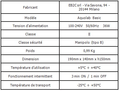 SPECIFICATIONS TECHNIQUES jet dentaire ozone Aquolab hygiene-precision