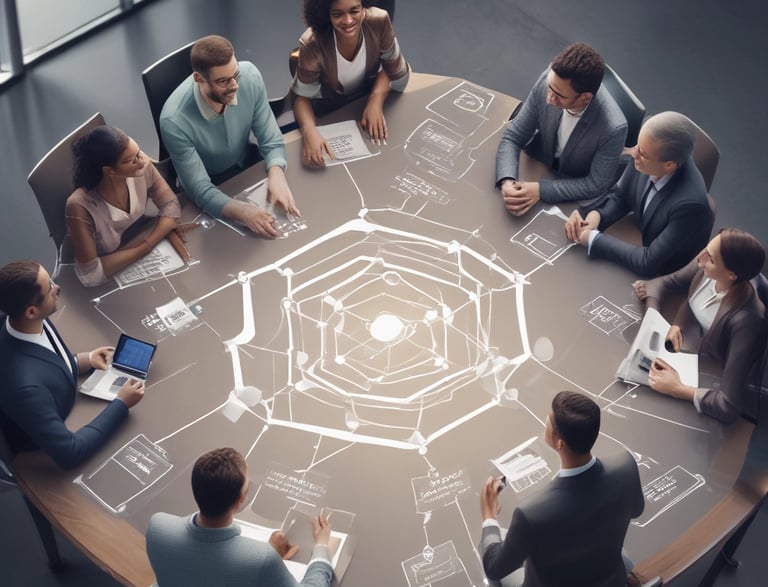 A printed document titled 'Agile Manifesto' is placed on a wooden desk. Surrounding the document are several yellow sticky notes inscribed with words like 'Dogfood,' '+ ENERGIE,' 'NEUER,' 'Focus,' 'TEAMBUILDING,' and 'ALS KLEEN TEAMWORK IS.' A black Sharpie pen and part of a black computer keyboard are also visible.