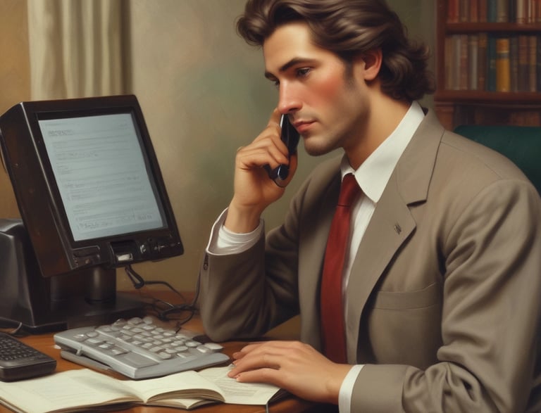 A friendly customer service representative at a desk.