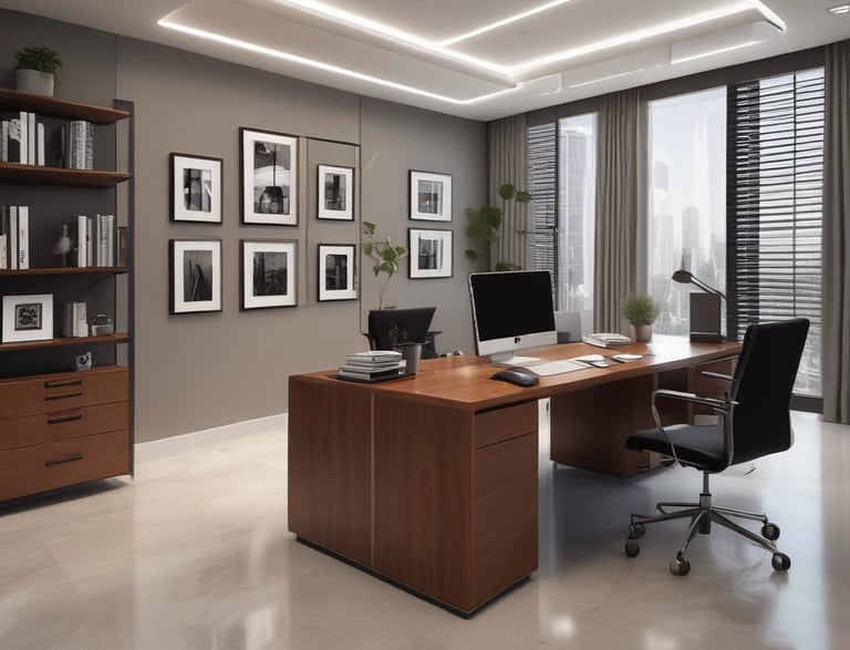 A welcoming office desk with a laptop, notebook, and a cup of coffee, symbolizing readiness to assist clients.
