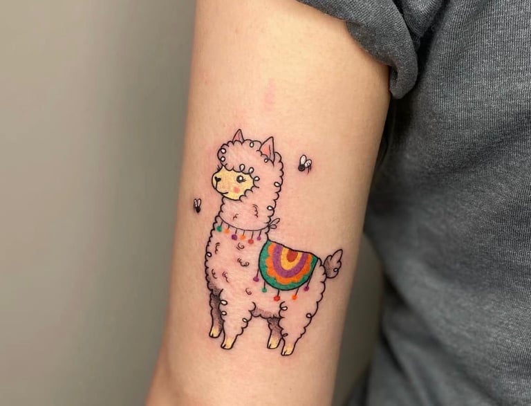 Color llama Tattoo , travelers souvenir. created in Miraflores for international client.