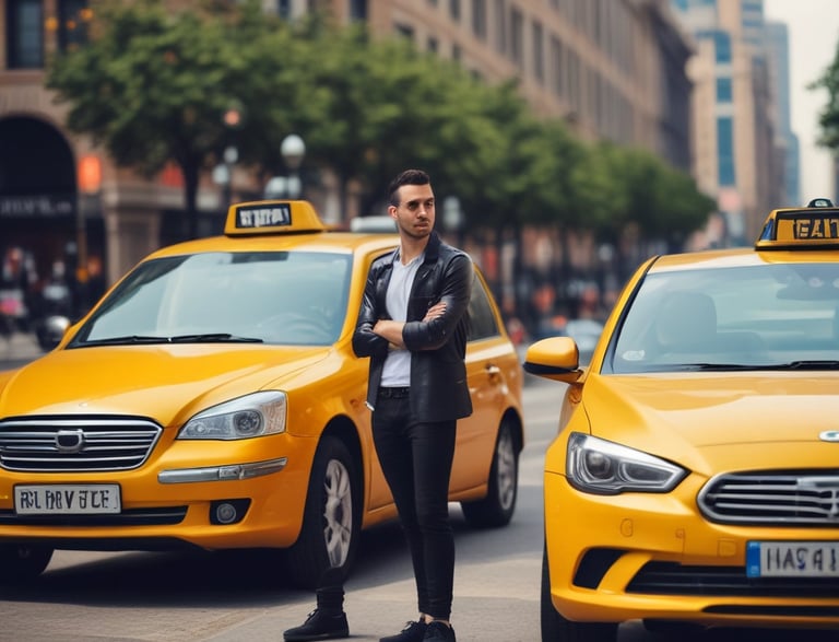 A friendly taxi driver assisting a passenger into a comfortable car in Kuwait.
