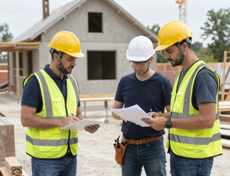 des artisans discutant de l'évolution des travaux