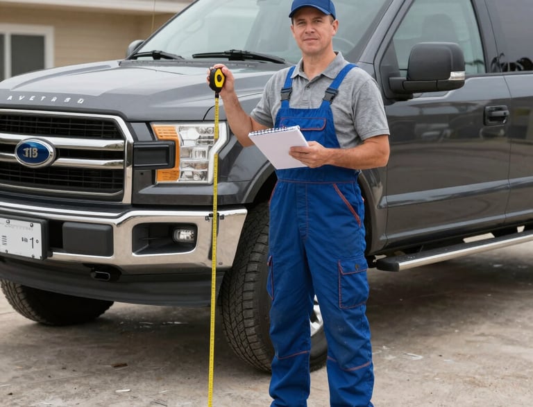 A friendly technician smiling while holding a toolbox in front of a newly remodeled home.