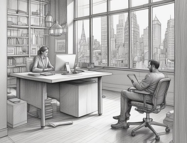 A modern office space with a clean design.