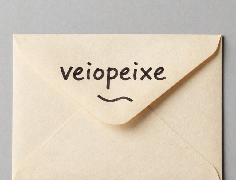 A cozy workspace with a laptop, coffee cup, and a notebook featuring the Veiopeixe logo.