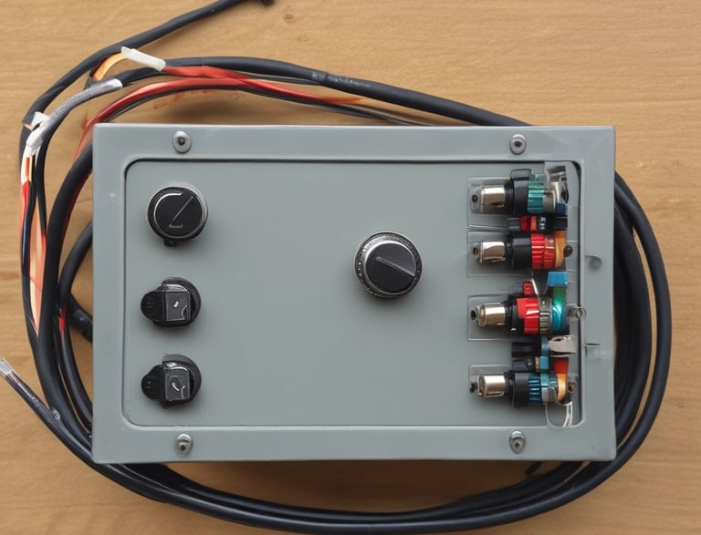 Wide shot of multiple control boxes lined up ready for shipment.