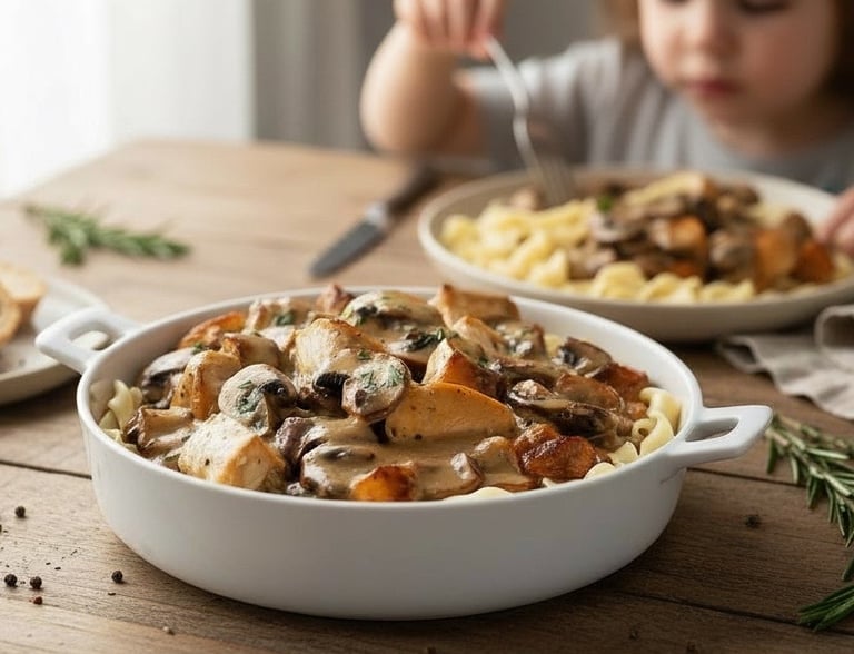 poulet mijoté crème champignons atelier enfant Ajaccio corse