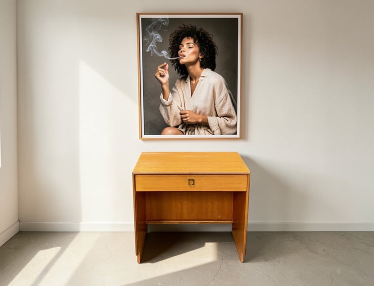 G Plan Form Five teak desk with Mid Century Modern design, spacious workspace, and timeless vintage retro style.