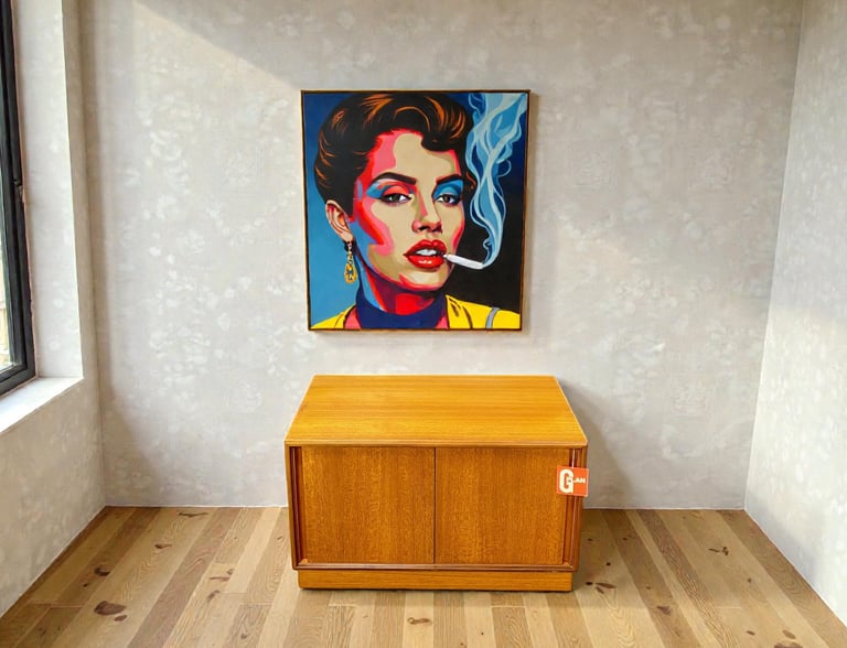 G Plan Form Five teak cupboard with Mid Century Modern design, practical storage, and great vintage retro style.