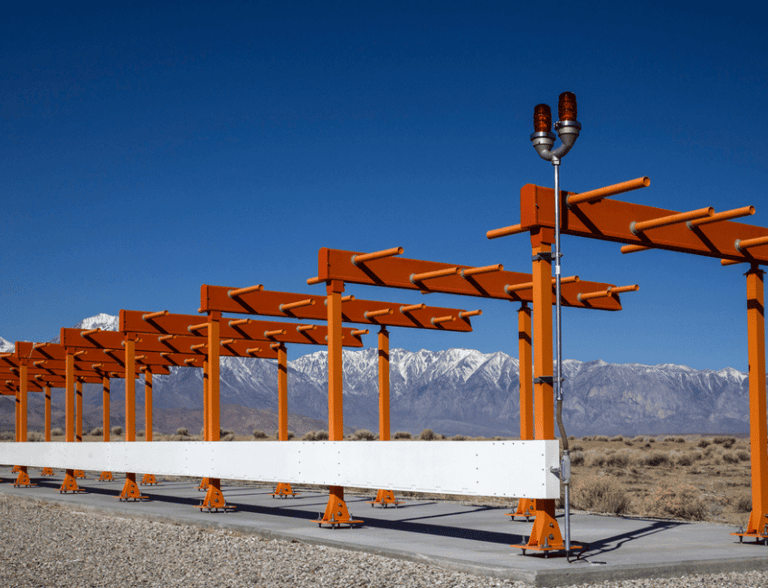 a localizer antenna array and a light pole