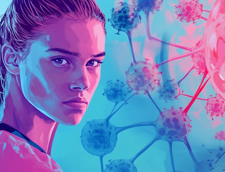female soccer player and immune cells