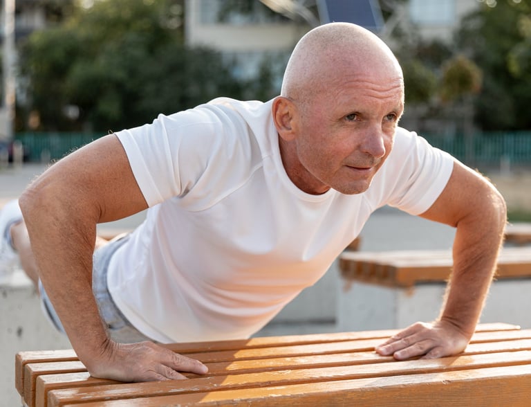 Paciente com câncer fazendo exercício físico