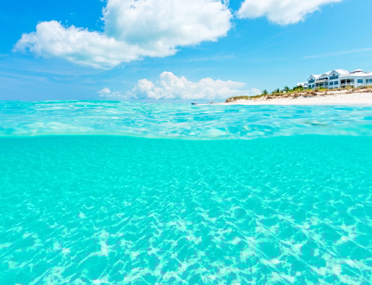 Grace Bay Beach in Turks and Caicos with crystal-clear turquoise water and white sand