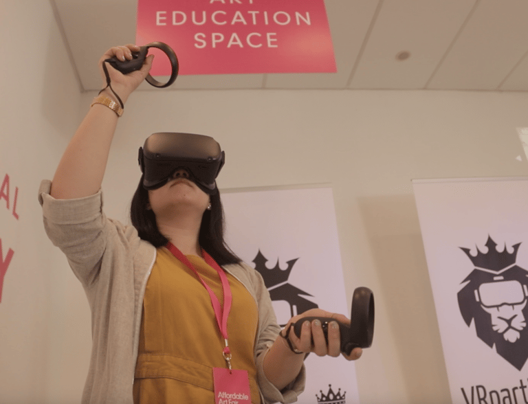 Woman playing some Virtual Reality Music Applications in Singapore