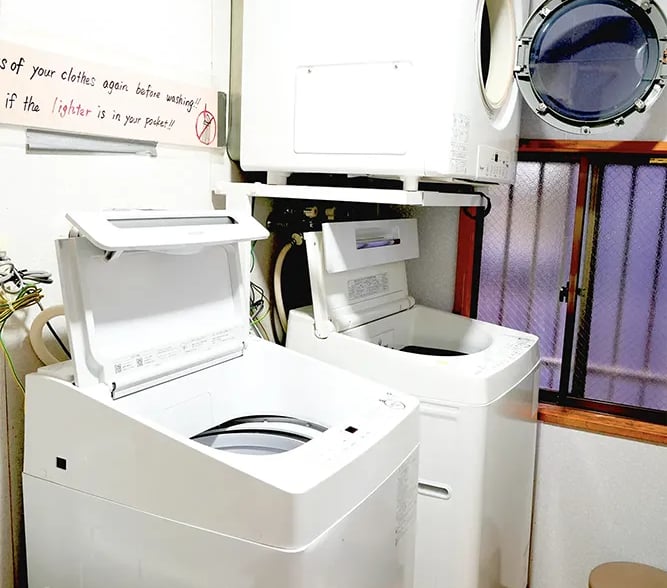 We have a washing machine and a dryer in our shared facilities area. Perfect for long-term guests to