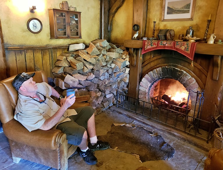 The Pirate enjoys an ale in Hobbiton, New Zealand