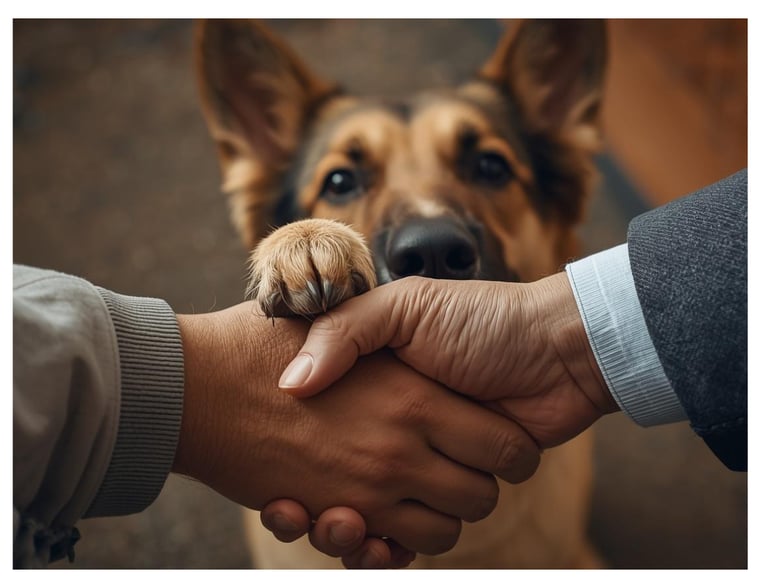 dog humans trust shake hand