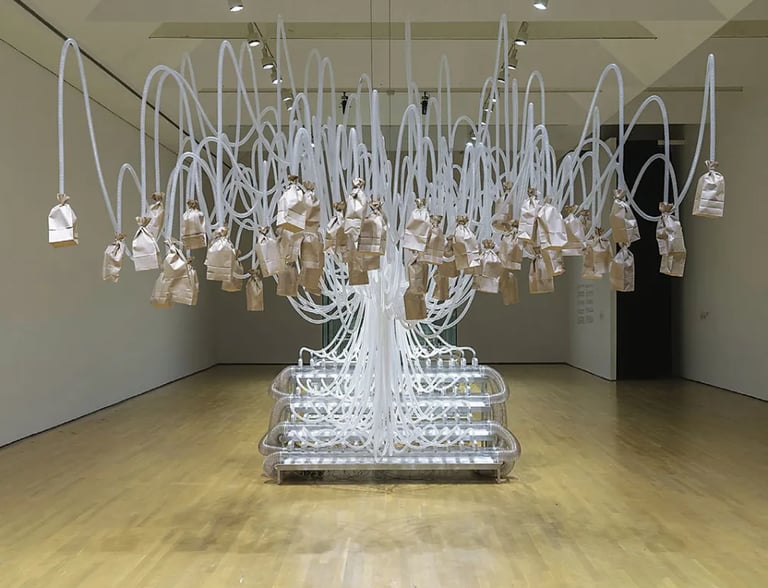 obra do artista Rafael Lozano-Hemmer, Vicious Circular Breathing, 2013