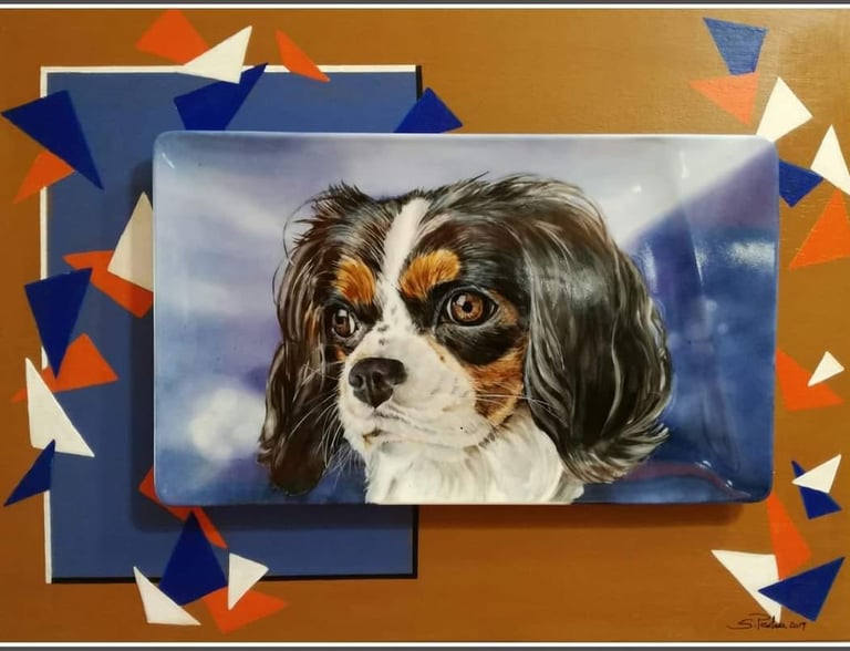 Cavalier king dipinto su porcellana