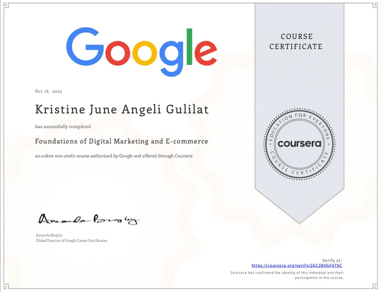 a certificate certificate for a course in google search engine