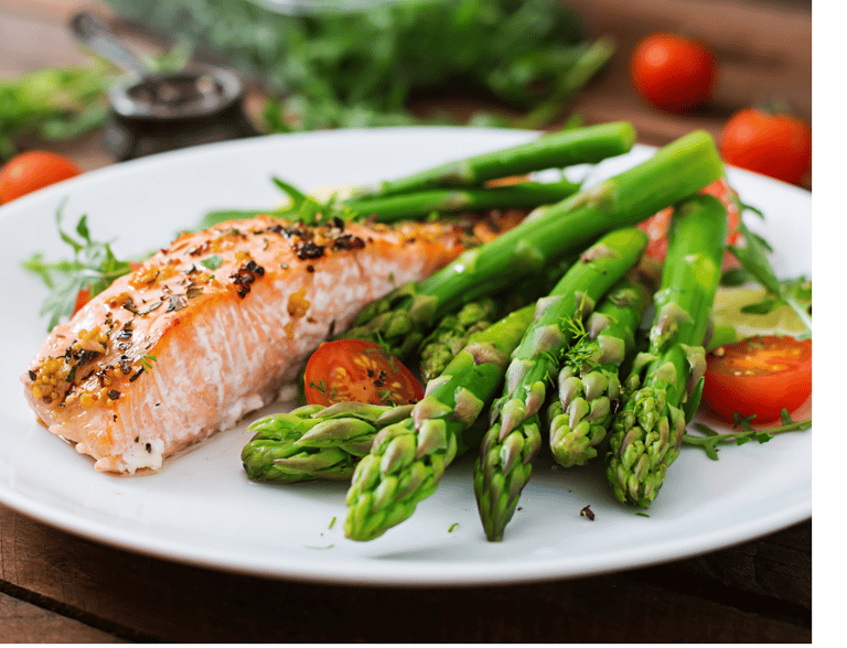 Keto Salmon and Asparagus dinner